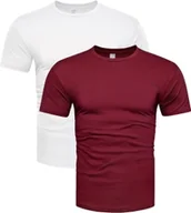 Koszulki męskie - 2-pak koszulek bawełnianych premium biały i bordowy Recea - L - miniaturka - grafika 1