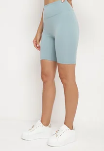 Miętowe Kolarki Szorty z Wysokim Stanem i Szeroką Gumką w Pasie Nansileene - Spodenki damskie - miniaturka - grafika 1