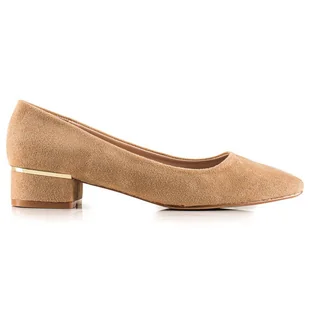 Goodin Klasyczne czółenka na niskim obcasie beżowy - Czółenka - miniaturka - grafika 1