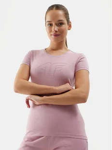 4F T-Shirt 4FWSS24TTSHF1163 Różowy Slim Fit - Koszulki i topy damskie - miniaturka - grafika 1
