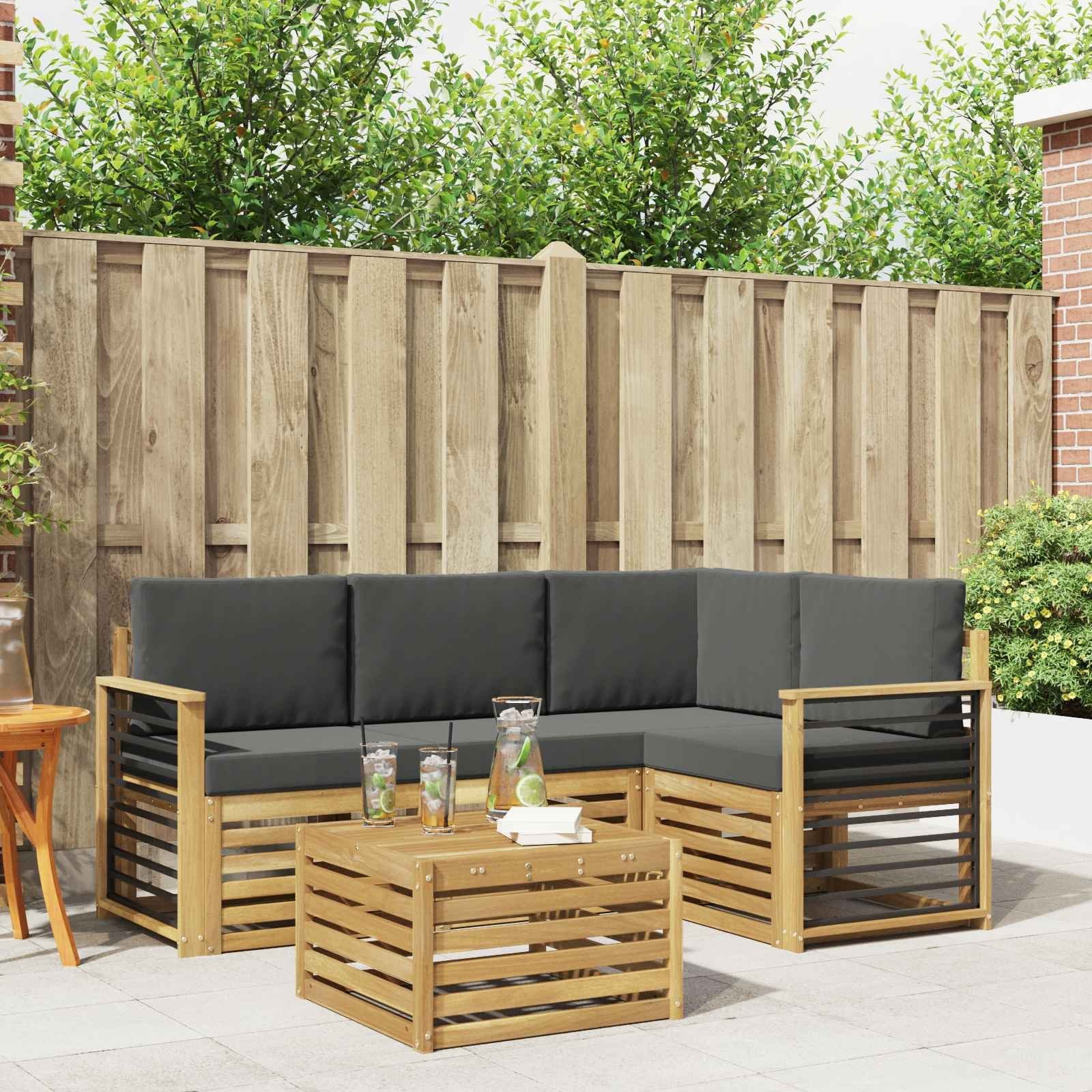 vidaXL Zestaw sof na zewnątrz 5 pcs Biały i antracyt 59 x 59 x 37 cm