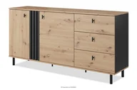 Komody - Komoda dąb artisan z czarnymi lamelami GERO Konsimo - miniaturka - grafika 1