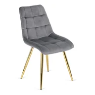 Krzesła - Krzesło Tapicerowane Welurowe Kuchenne Do Jadalni Kuchni Salonu Szary CARO - miniaturka - grafika 1