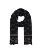 Apaszki i szaliki damskie - Liu Jo Szalik Stola Jacquard Mon 2F5040 T0300 Czarny - miniaturka - grafika 1