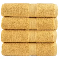 Ręczniki - vidaXL Ręczniczki premium SOLUND, 4 szt., złote, 30x30 cm, 600 g/cm² - miniaturka - grafika 1