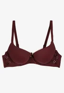 Biustonosze - Ciemnofioletowy Biustonosz Push-Up na Ramiączkach z Regulacją i Metaliczną Aplikacją Alerista - miniaturka - grafika 1