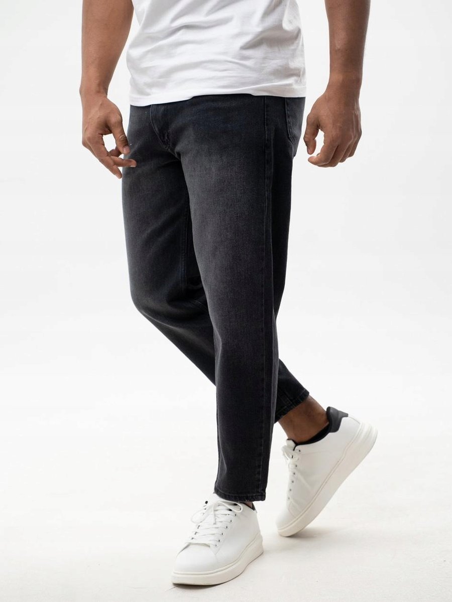 SPODNIE JEANSOWE Carrot STYL MĘSKIE Czarne Jigga Wear KORONA HAFT L