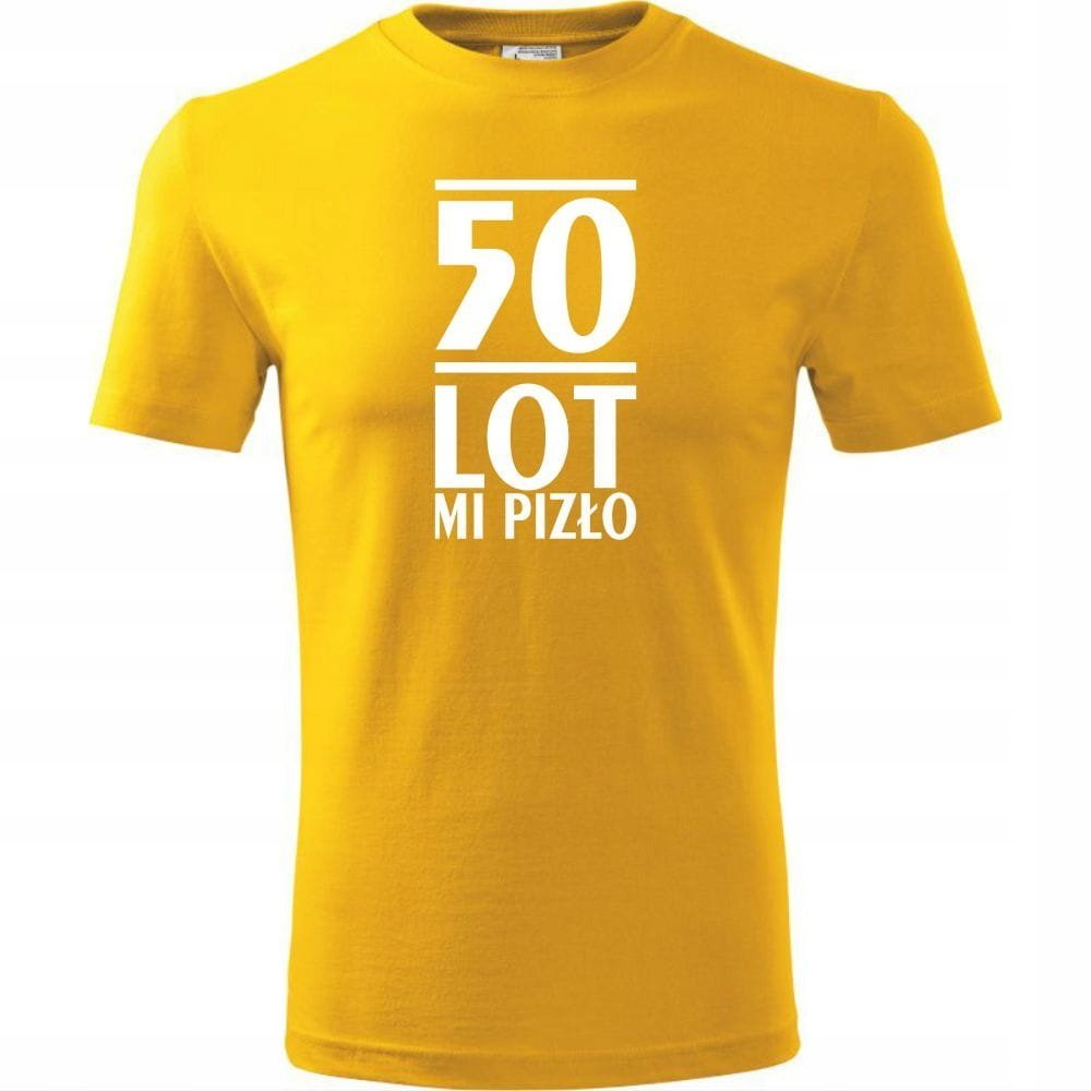 Męska Koszulka z Nadrukiem 50 lot mi pizło Super Prezent na 50 urodziny żółty 3XL