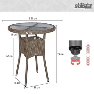 STOLIK OGRODOWY KAWOWY 60CM Z TECHNORATTANU BALKON - Stoły ogrodowe - miniaturka - grafika 2