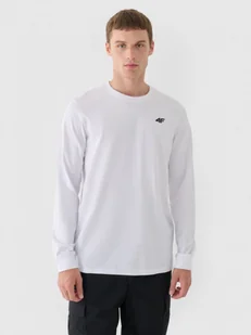 Męski longsleeve basic 4F 4FWMM00TLONM432 - biały - Koszulki sportowe męskie - miniaturka - grafika 1