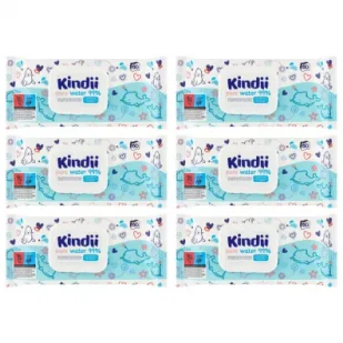 Kindii Pure Water 99% Chusteczki nawilżane dla niemowląt i dzieci zestaw 6 x 60 szt. - Chusteczki nawilżane - miniaturka - grafika 1