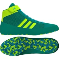 Kimona, stroje i obuwie - Adidas Buty Zapaśnicze Bokserskie Havoc II Green/Cyan - miniaturka - grafika 1