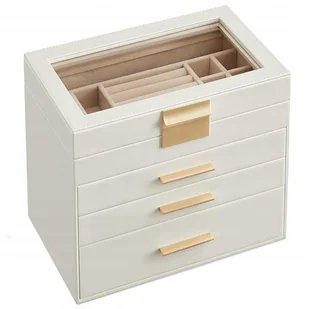 SZKATUŁKA NA BIŻUTERIĘ ORGANIZER KUFEREK DUŻY 4 POZIOMY - Pudełka i szkatułki - miniaturka - grafika 1