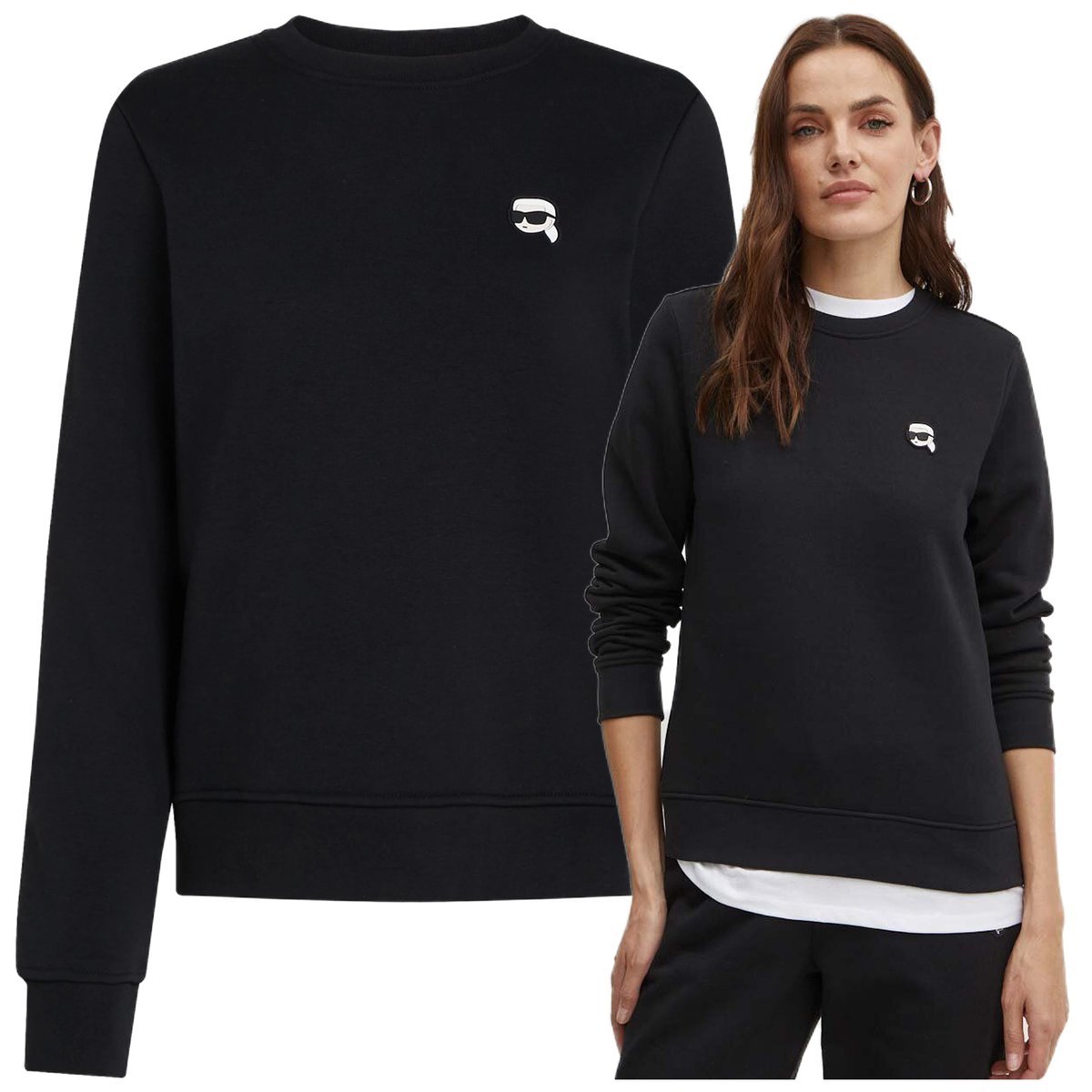 Bluza Damska Czarna Ładna Bawełna logo Karl Lagerfeld bez kaptura Bluza Damska Czarna Ładna Bawełna logo Karl Lagerfeld bez kaptura r.S