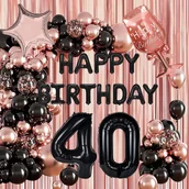 Balony i akcesoria - ŚCIANKA BALONY ZESTAW BALONÓW NA 40 URODZINY RÓZOWE ZŁOTO GOLD ROSE 78SZT - miniaturka - grafika 1