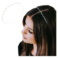 Ozdoby do włosów - Opaska do Włosów Srebrna na Głowę Wąska Metalowa Falowana Lekka i Wygodna - miniaturka - grafika 1