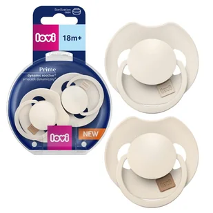 LOVI Prime Dynamiczny Smoczek Silikonowy Uspokajający Ivory/Coconut 18m+ 2-pak - Smoczki uspokajające - miniaturka - grafika 1