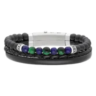 Bransolety męskie - Męska bransoletka z niebieskimi i zielonymi kulkami lapisu i tygrysiego oka - miniaturka - grafika 1