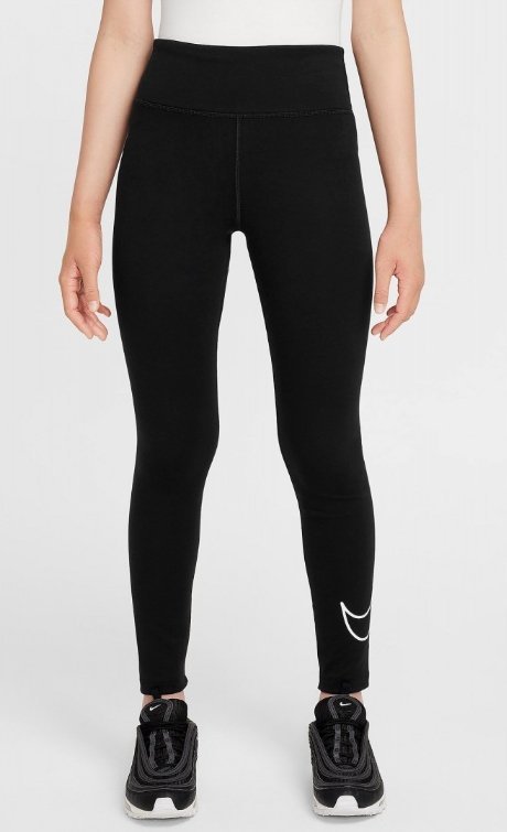 NIKE CZARNE LEGGINSY DZIECIĘCE Z WYSOKIM STANEM I LOGO 146-156 cm XTA