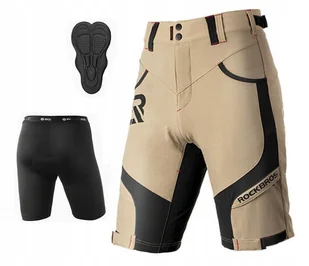 Krótkie spodenki rowerowe 2w1 wkładka 4D MTB outdoor YPK020 L beż - Spodenki rowerowe - miniaturka - grafika 1