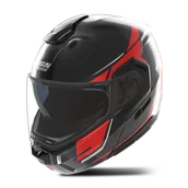 Kaski motocyklowe - Kask Szczękowy Nolan N90-3 06 Sincrono Czarny/Czerwony/Biały MetalS - miniaturka - grafika 1