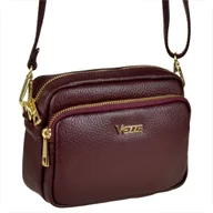 Torebki damskie - VEZZE mała skórzana listonoszka bordowa - miniaturka - grafika 1