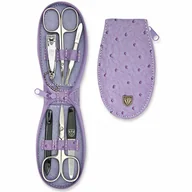Pozostałe urządzenia kosmetyczne - Kellermann 7411 damski zestaw do manicure wzór skóry strusia, lila - miniaturka - grafika 1