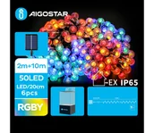 Lampy ogrodowe - Aigostar - LED Ozdobny łańcuch solarny 50xLED/8 funkcji 12m IP65 wielobarwny - miniaturka - grafika 1