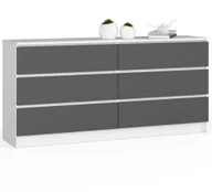 Komody - Fabryka Mebli Akord Komoda do salonu K 160 cm 6 szuflad - biała-grafit szary - miniaturka - grafika 1
