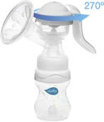 Laktatory - Nuvita Materno Twist Laktator ręczny dwufazowy z obrotową rączka 270°, Szary + butelka 150ml - miniaturka - grafika 1