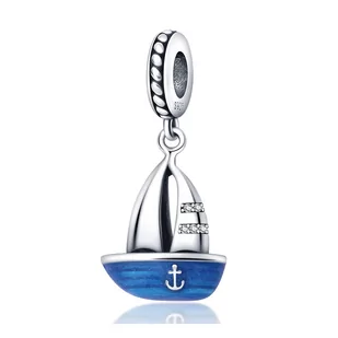 Zawieszka SREBRO 925 Charms koralik do PANDORA Niebieska Łódka - Wisiorki - miniaturka - grafika 1