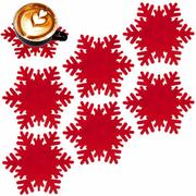 Obrusy i serwetki - Podstawka pod kubek filcowa czerwona płatek śniegu zestaw 6 szt. 13,5 cm kod: O-710829   - miniaturka - grafika 1
