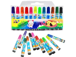 Flamastry Pisaki Mazaki 12 Kolorów Jumbo Dla Dzieci Do Przedszkola - Przybory szkolne - miniaturka - grafika 1