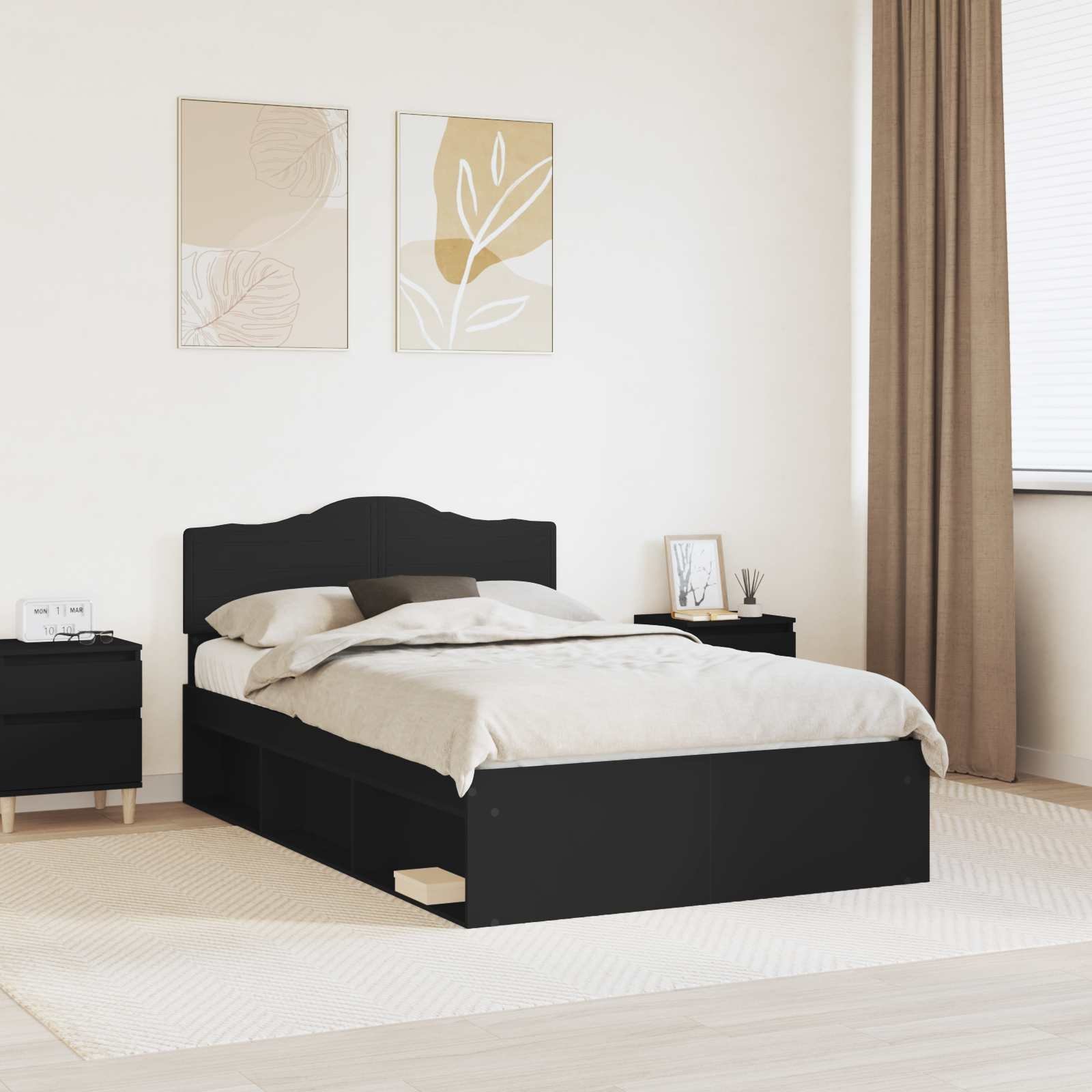vidaXL Ramka łóżka czarny 120 x 200 cm Lekka rama z sosny