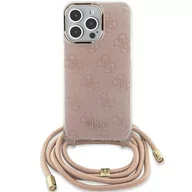 Etui i futerały do telefonów - Etui Guess GUHCP15SHC4SEP Apple iPhone 15 / 14 hardcase Crossbody Cord 4G Print różowy/pink - miniaturka - grafika 1