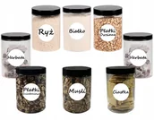 Pojemniki kuchenne - POJEMNIK PLASTIKOWY SŁOIK NA ŻYWNOŚĆ 750ML 8 SZT + ETYKIETY - miniaturka - grafika 1