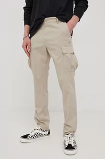 Spodnie męskie - Napapijri spodnie męskie kolor beżowy dopasowane - grafika 1