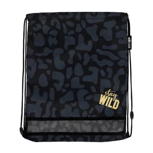 Strigo Worek szkolny Classic Stay Wild czarny - Worki na buty - miniaturka - grafika 1