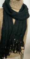 Apaszki i szaliki damskie - Szal Szalik Czarny Damski Premium Hand Made Extra - miniaturka - grafika 1