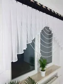 Firany - FIRANA GOTOWA Z GIPIURĄ ORAZ KORALIKAMI FIRANY DO KUCHNI SALONU WOAL CZARNA - miniaturka - grafika 1