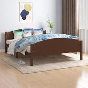 Łóżka - shumee shumee Rama łóżka ciemnobrązowa lite drewno sosnowe 140 x 200 cm - miniaturka - grafika 1