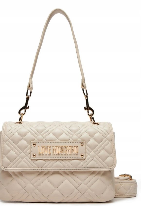 LOVE MOSCHINO BEŻOWA PIKOWANA KOPERTÓWKA 24 x 16.5 x 7 cm Y9A