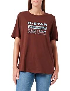 G-STAR RAW Damska koszulka Originals Label Regular, Brązowy (Chocolate Lab D19953-4107-d312), M - Koszulki i topy damskie - miniaturka - grafika 1