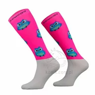 Skarpetki jeździeckie - Comodo Podkolanówki jeździeckie OWL - różowy neonowy - miniaturka - grafika 1