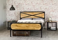 Łóżka - Łóżko drewniane z ramą metalową "Loft 3" z dwoma szczytami - miniaturka - grafika 1