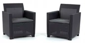 Fotele i krzesła ogrodowe - Keter Zestaw melbli ogrodowych Marie Duo dla 2 osób grafitowy z poduszkami - miniaturka - grafika 1