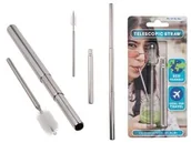 Słomki do napojów - Słomka teleskopowa do napojów OUT OF THE BLUE, srebrna21,5 cm - miniaturka - grafika 1