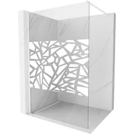 Ścianki i drzwi prysznicowe - Mexen Kioto ścianka prysznicowa 110 x 200 cm, transparent/biały wzór 8 mm, biała - miniaturka - grafika 1