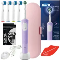Końcówki do szczoteczek elektrycznych - Oral-B Vitality Pro D103 Lilac Violet + końcówki zamienne + etui różowe +usta + wykałaczki - miniaturka - grafika 1