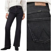 Spodnie damskie - Wrangler FIERCE FLARE high czarne damskie spodnie jeansowe dzwony W32 L34 - miniaturka - grafika 1
